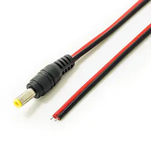 (진짜 18AWG 43x2pcs 구리 스트랜드) DC 전원 피그 테일 케이블 와이어 12V 5A 암나사 커넥터 CCTV 보안 카메라