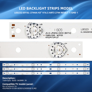 Bande LED rétro-éclairage <span class=keywords><strong>TV</strong></span> 43 pouces, <span class=keywords><strong>prix</strong></span> de gros, V16.5 ART3 2744 REV0.1 1/UHD 1 pour <span class=keywords><strong>LG</strong></span> Luces LED <span class=keywords><strong>TV</strong></span> 43UH603V 43UH630V - Product Image 2