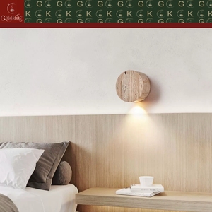 Lámpara de Pared Cilíndrica de Travertino Beige Natural Sólido para Dormitorio, Escalera, Sala de Estar, LED COB, OEM, ODM, Personalizable, GOLDKING - Product Image 6
