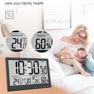EMAF Reloj de Pared con Calendario, Estación Meteorológica Digital, Temperatura y Humedad, Despertador, Dormitorio y Oficina, OEM - Product Image 5