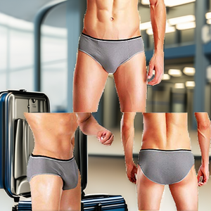 <b>Mens</b> <b>Trunk</b> Panties Classic Grey White Logo on Waist Elastic Band Knitted 91% Micro Modal 9% Spandex Boxer Brief In-Stock - Product Image 2