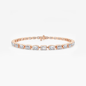 Pulsera Alternada de 7 Pulgadas con Diamantes Cultivados en Laboratorio de Corte Esmeralda y Ovalado de 7.38 CTW, Joyería Elegante y Brillante para Mujer - Product Image 4
