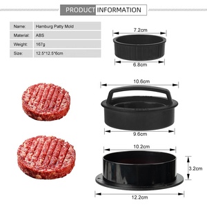 Utensilio de cocina de grado alimenticio ABS 3 en 1 DIY <span class=keywords><strong>hamburguesa</strong></span> forma redonda carne Patty prensa fabricante moldes - Product Image 6