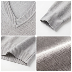 Pull en cachemire pur à 100 % Helan Mountain Ningxia pour femme, col en V, qualité haut de gamme de <span class=keywords><strong>la</strong></span> Mongolie intérieure 15,5 μm, tendance 2026 - Product Image 2