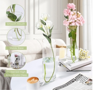 <span class=keywords><strong>Grand</strong></span> <span class=keywords><strong>Vase</strong></span> Cylindrique en Verre de 12 Pouces, Résistant à la Chaleur, en Borosilicate, pour Fleurs et Bougies Flottantes, Vente en Gros - Product Image 4