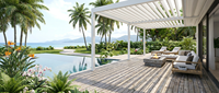 Pavillon de jardin de luxe de style européen avec toit à lames bioclimatiques en métal blanc minimaliste, résistant aux intempéries, 1 ensemble