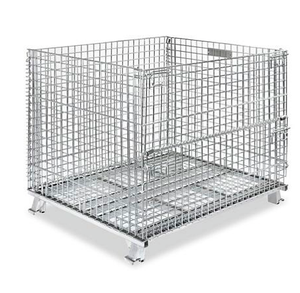 سلة أسلاك معدنية للخدمة الشاقة مع عجلات قابلة للطي صندوق تفريغ لعرض التجزئة للتخزين - Product Image 2