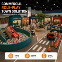 Équipement de terrain de jeu intérieur commercial pour centre commercial, ville de jeux de rôle, clinique vétérinaire, boulangerie, bureau de poste, crèche, projet