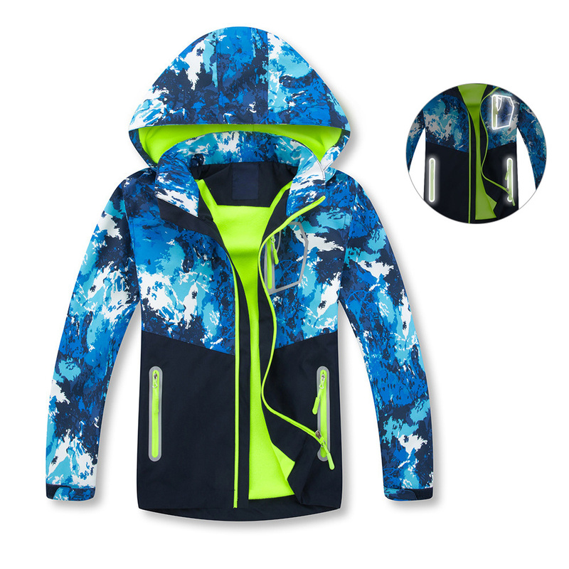 Outdoor Waterproof Kids Windbreaker Jacket Fleece
