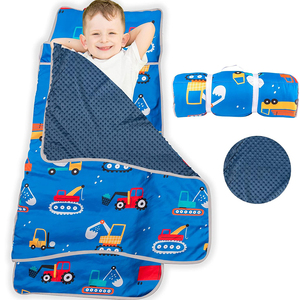 儿童午睡垫，配有可重复使用的男孩和女孩枕头，非常适合初级日托游戏垫，配有钩环紧固件 - Product Image 1