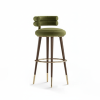 Tabouret de bar moderne et élégant en bois massif, cuir noir et or, pivotant, pour bar à domicile, café extérieur, design contemporain, salle à manger haut de gamme