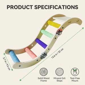 <span class=keywords><strong>Escalera</strong></span> de Escalada con Textura de Arena para Pecios de Azúcar y Ardillas - Puente de Madera para Jaula con 5 Peldaños de Grano Mineral de 12.6in/32cm - Product Image 4