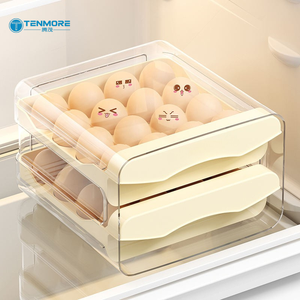 Organizador de <span class=keywords><strong>Huevos</strong></span> Apilable de <span class=keywords><strong>Doble</strong></span> Capa para Refrigerador, Contenedor de Almacenamiento de <span class=keywords><strong>Huevos</strong></span> de Plástico Transparente para Refrigerador y Encimera - Product Image 5