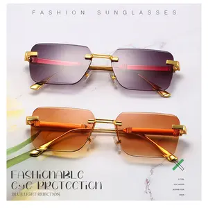 Gafas de sol sin montura de moda 2024, gafas de sol sin marco rectangulares 5452 para hombre y mujer, gafas cuadradas clásicas, gafas de viaje