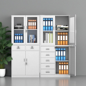 Yu Zheng Guan Metal Filing Cabinet 4 Layers Lockable Office Document Storage Cabinet With Glass Door Steel Voucher Cabinet - Product Image 3