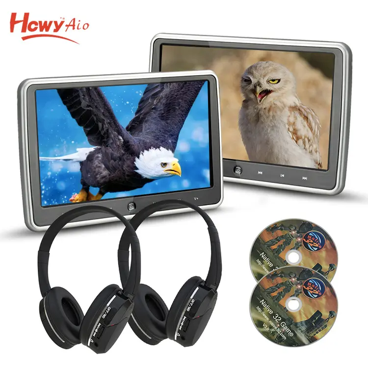 10.1 "Digitaal Paneel Flip Type Hoofdsteun Dvd Met Usb Poort Sd Slot Draadloze Games Touch Knop