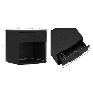 Black Nightstand With <b>Drawer</b> <b>Storage</b> <b>For</b> Bedroom Use - Product Image 3