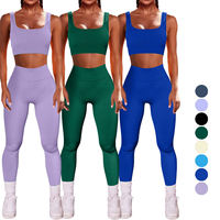 Vente chaude femmes grande taille Yoga exercice Fitness ensemble respirant taille élastique fermeture sport soutien-gorge cyclisme pantalon sans couture