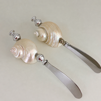 Ensemble de couverts en acier inoxydable avec manche en coquillage naturel de luxe, cuillère décorative, fourchette, couteau à beurre pour table à manger