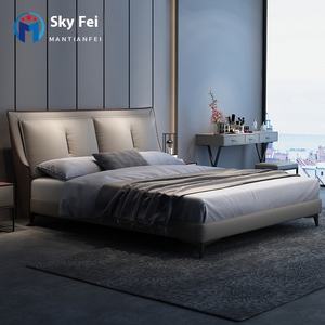 Cama de Cuero Minimalista Moderna Italiana, con Cabecera Acolchada y Almacenamiento Elevado, para Dormitorio Principal, Estilo Ligero de Lujo, Tipo <span class=keywords><strong>Simmons</strong></span> - Product Image 4