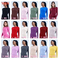 Camiseta Deportiva de Manga Larga sin Costuras para Mujer YIAN, 18 Colores Disponibles, Camiseta Deportiva de Compresión de Secado Rápido para Gimnasio, Running, Pilates
