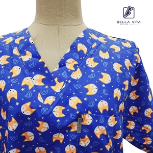Thú Y Chà Hàng Đầu Hoàng Gia Màu Xanh Kỹ Thuật Trang Phục Một Màn Hình In Orange Fox Mẫu Thiết Kế Bởi Thương Hiệu Bella Vita Từ Thái Lan - Product Image 1