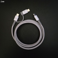 Pengiriman cepat beberapa perangkat pengisian daya kuat nilon kepangan 8 Pin USB Tipe C 2 in 1 kabel