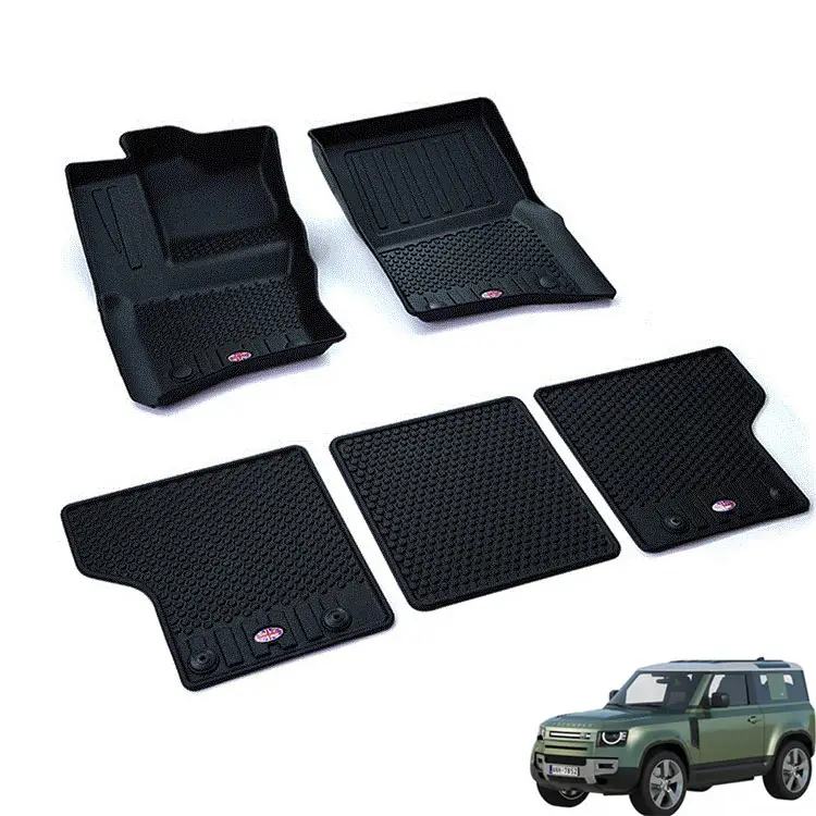 Tapis de sol pour Land Rover defend 2023 2022 noir/avant et 2ème rangée de sièges 3D Liner Set/All Weather Custom Fit Heavy car defend mats