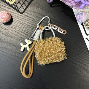 <span class=keywords><strong>Mini</strong></span> sac en peluche 3D écologique créatif et mignon Porte-clés série Miu pendentif en corde tissée Charme de téléphone portable poupée voiture bouteille en forme de cœur - Product Image 6