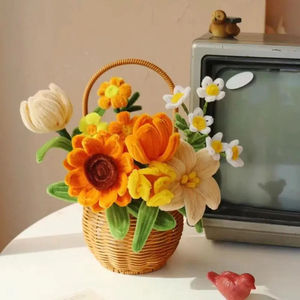 Dropshipping regalo casero Diy ramo materiales paquete tulipán girasol hecho a mano <span class=keywords><strong>cesta</strong></span> de flores - Product Image 4