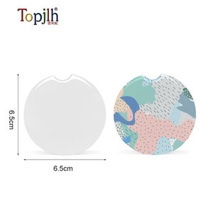 Topjlh sous-verres de voiture en céramique à sublimation avec logo personnalisé sous-verre porte-gobelet en gros pour voiture sous-verres ronds en céramique pour voiture - Product Image 2
