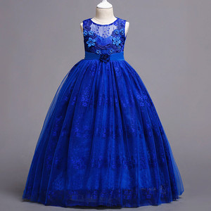Estate <span class=keywords><strong>Tulle</strong></span> fiore ragazze vestito per la festa di nozze bambino principessa spettacolo abito lungo per bambini abiti per ragazze formale abiti da sera - Product Image 3