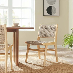 Sedia Moderna in <span class=keywords><strong>Legno</strong></span> Massello con Schienale Intrecciato Traspirante per Sala da Pranzo, Cucina, Isola, Ristorante, Hotel - Product Image 4