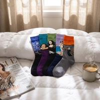 Chaussettes fantaisie Justay imprimées en tricot ODM, 5 paires, pour hommes, thème Noël, cadeau amusant, taille unique, mélange de coton bleu