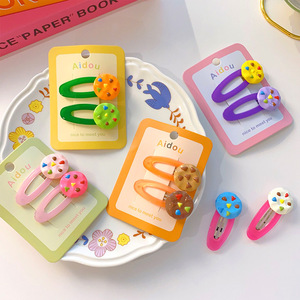 2024 nouveaux enfants Fluorescent Cookie pinces à cheveux frange pince à cheveux doux mignon épingle à cheveux bébé filles coeur BB pince accesorios para ninas - Product Image 3