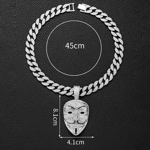 Guy Fox Mask V-Lineความเกลียดชังทีมชายหน้ากากจี้เครื่องประดับเพชรHip Hopสร้อยคอคิวบา - Product Image 4
