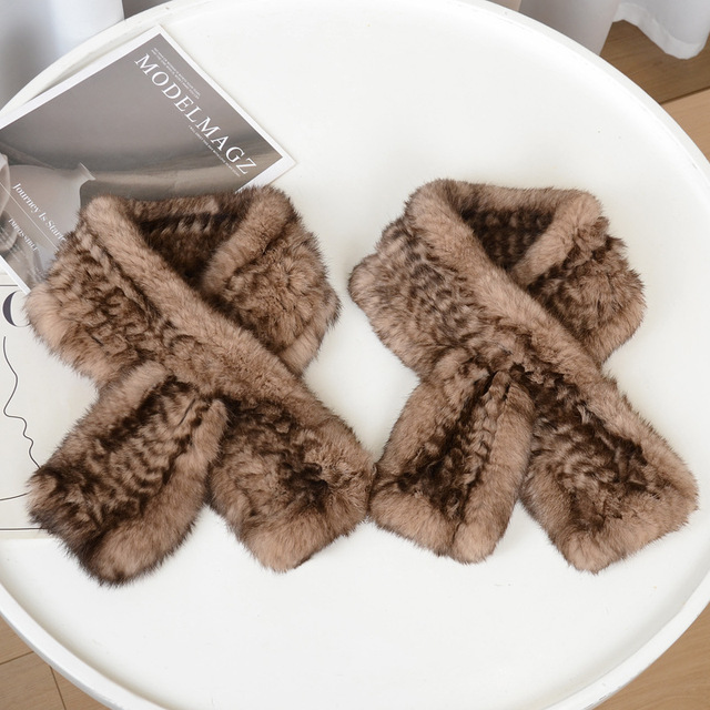 2026 Newest Design Fashionable Minimalist Rex Rabbit Fur Knitted Square Scarf Women Winter Warm Solid Pattern Neck Warmer Scarf
