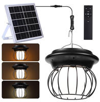 Lustre solaire étanche IP65, lumière de jardin 2-en-1, lampe suspendue extérieure 48 LED avec capteur de lumière, pour cour et patio