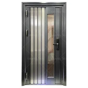 Puerta de seguridad de entrada principal de primera clase, puerta inteligente de acero y Metal, puertas de acero modernas para Exterior
