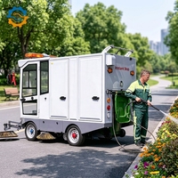Balayeuse routière robuste ROD avec réservoir d'eau intégré et bac à déchets pour allées de jardin