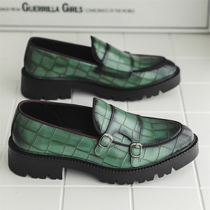 Chaussures à enfiler pour hommes, plateforme, semelle épaisse, dessus en PU souple, imperméables, chaussures habillées, 38-44, couleur contrastée, mocassins décontractés, chaussures de mariage - Product Image 3