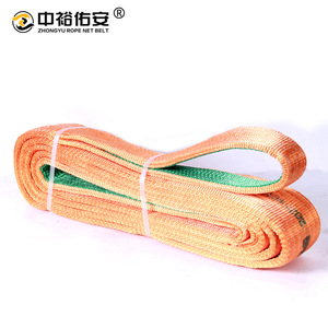 Sangle de levage plate Zhongyu 10T 6M en polyester, à double boucle, pour levage et hissage - Product Image 3