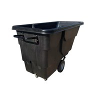 Chariot de manutention basculant robuste en plastique, capacité de charge de 850 lb, 1/2 yard, quatre roues, qualité industrielle, pour le transport et le déménagement