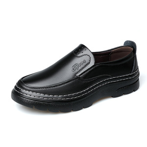 Chaussures en cuir noir pour homme, style slip-on, couleur unie, décontractées, pour le travail, origine Wenzhou - Product Image 5