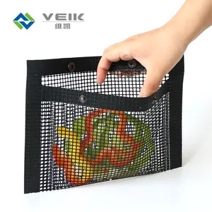 Non-Stick Mesh Grilling Bag Outdoor Camping BBQ Bake Net - Black