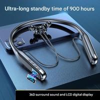 Écouteurs sans fil Bluetooth sportifs étanches à affichage numérique, longue autonomie, tour de cou, intra-auriculaires, pour musique Hi-Fi, OEM ODM