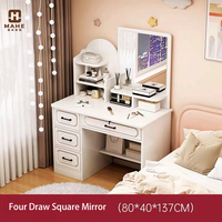 Miroir éclairé Coiffeuse de maquillage avec tiroirs Design Ménage Chambre Cristal Logo personnalisé de luxe Meubles de chambre à coucher