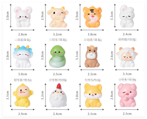Vente en gros de figurines miniatures en résine 3D, 12 animaux du zodiaque, figurines de dessins animés kawaii, miniatures d'aquarium, décorations de gâteau, jouets, décorations de <span class=keywords><strong>jardin</strong></span> - Product Image 2
