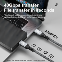 Câble de données USB Type-C ULT-unite USB4 240W 5A à charge rapide 40 Gbps avec connecteur plaqué or et puce E-marker, entièrement fonctionnel
