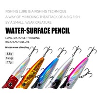 Leurre Artificiel Dur Grande Bouche, Leurre Flottant à Effet d'Eau, Popper Gélosoir, Leurre Crayon Sonore pour la Pêche au Bar en Eau Douce
